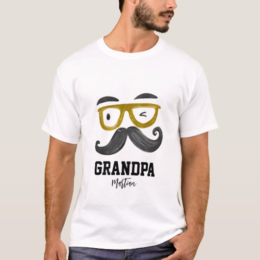 Grappige bril & snor Opa Custom T-shirt (Voorkant)