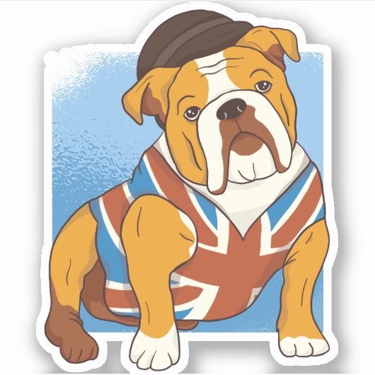 Grappige Britse Bulldog Engelse Vlag Patriottisch Sticker (Voorkant)
