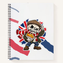 Grappige Britse Skelet Vis en Chips Notitieboek
