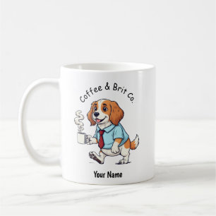 Grappige Brittany Spaniel Hond Zakelijke Pak Koffi Koffiemok