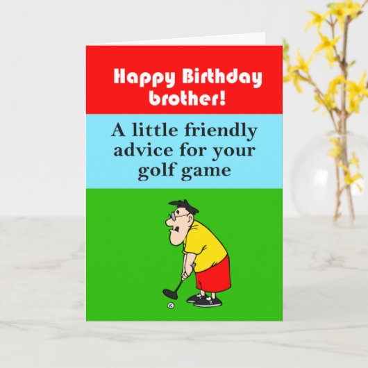 grappige broer gelukkige verjaardag golfer kaart (Gele Bloem)