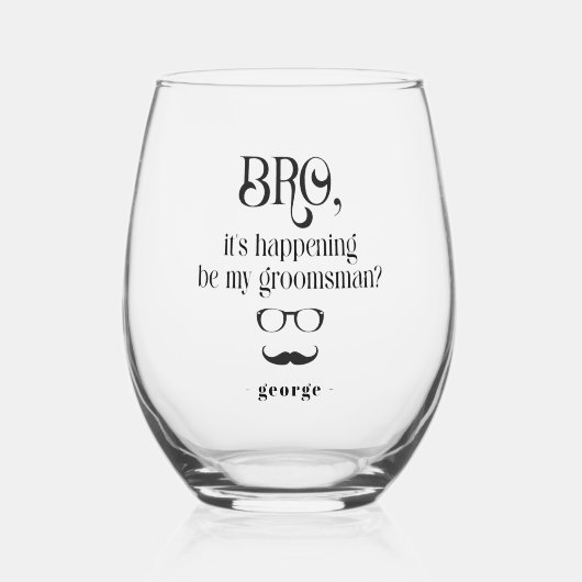 Grappige Broer Het Gebeurt Verrassingscadeau voor  Wijnglas Zonder Voet (Voorkant)