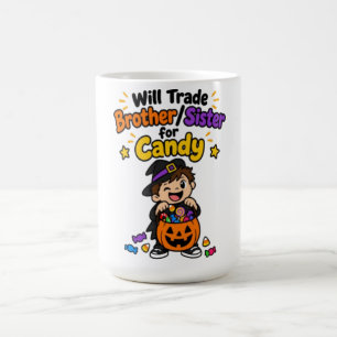 Grappige broer of zus Halloween Zal broer zus ruil Koffiemok