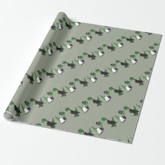 Grappige Brontosaurus bruiloft kunst Cadeaupapier