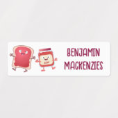 Grappige brood en jam cartoon gepersonaliseerd labels (Design 1)