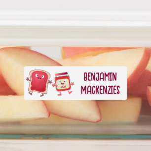 Grappige brood en jam cartoon gepersonaliseerd labels