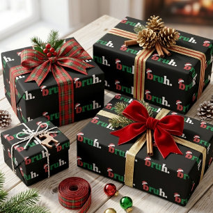 Grappige Bruh Kerstmis Kerstman Hoed Typografie Cadeaupapier