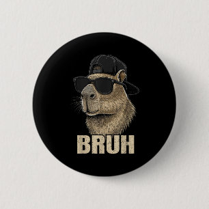 Grappige Bruh Meme Capybara Liefhebber Cool Alleen Ronde Button 5,7 Cm