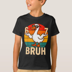 Grappige Bruh Retro Eend 6 7 Meme Kinderen Tiener  T-shirt