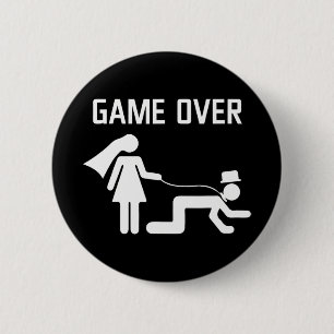 Grappige Bruid Bruidegom Trouwen Ongehuwde Verloof Ronde Button 5,7 Cm