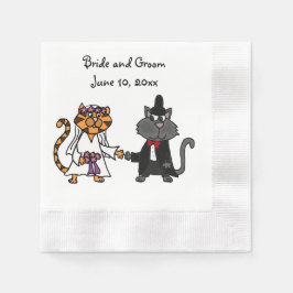 Grappige bruid en bruidegom Cat Wedding Art Servet