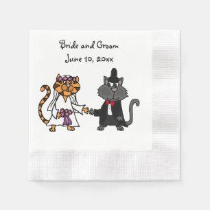 Grappige bruid en bruidegom Cat Wedding Art Servet