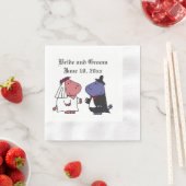 Grappige bruid en bruidegom Hippo bruiloft Cartoon Servetten (Insitu)