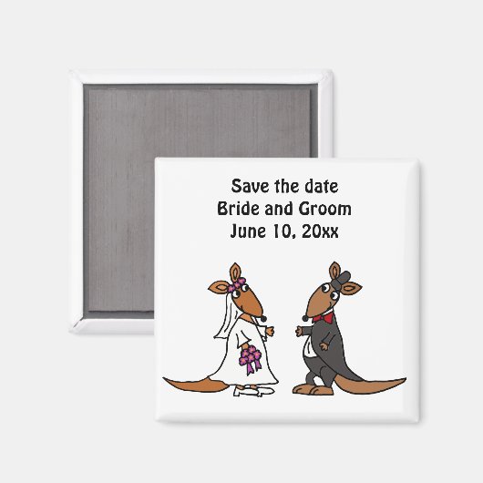 Grappige bruid en bruidegom Kangaroo bruiloft ontw Magneet (Voorkant / Achterkant)