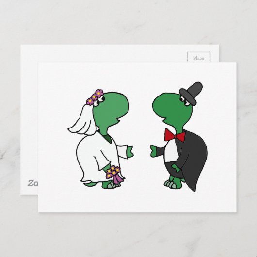 Grappige bruid en bruidegom schildpad bruiloft ont briefkaart (Voorkant / Achterkant)