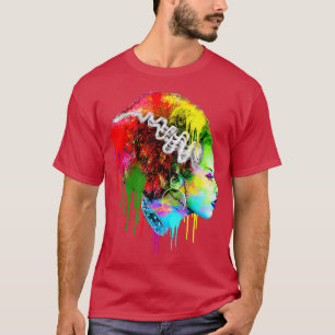 Grappige bruid Halloween, Kleurrijke moderne bruid T-shirt