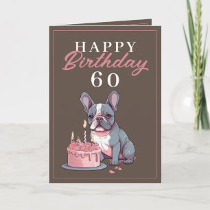 Grappige Bruine en Roze Bulldog Echtgenoot Verjaar Kaart