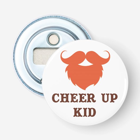 Grappige bruine snor button flesopener (Voorkant)