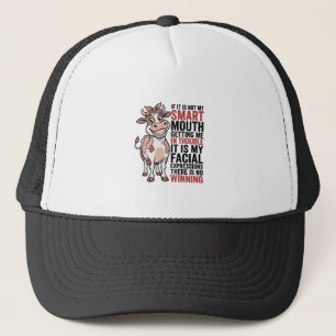 Grappige brutale koe slimme mond vintage grafisch_ trucker pet