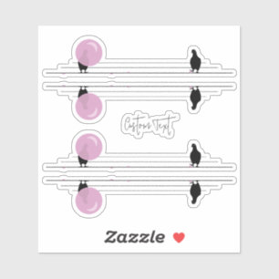 Grappige Bubblegum Vogels op een draad Sticker