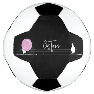 Grappige Bubblegum Vogels op een Draad Zwart Voetbal