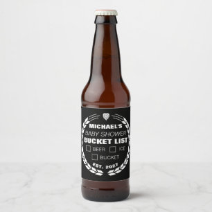 Grappige Bucket List Sticker, Baby shower Bier Etiket