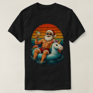 Grappige Buff Kerstman Eenhoring Vlot Tropisch T-shirt