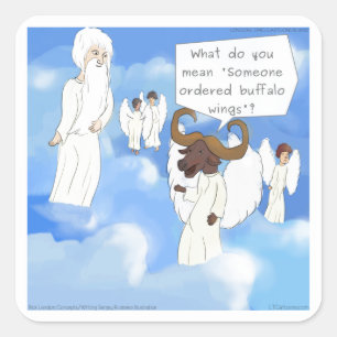 Grappige Buffalo Wings In De Hemel Cadeau Vierkante Sticker