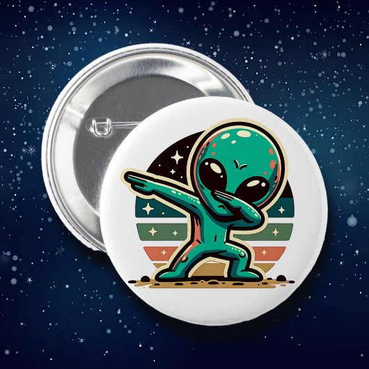 Grappige buitenaardse alien dabbing ronde button 5,7 cm