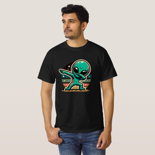 Grappige buitenaardse alien dabbing t-shirt (Voorkant volledig)