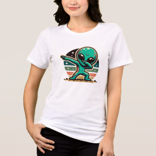 Grappige buitenaardse alien dabbing Tri-Blend shirt
