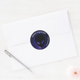 Grappige buitenaardse sterrenstelsel sticker, gelo ronde sticker