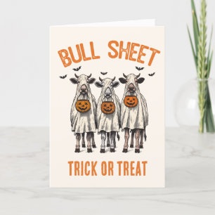 Grappige Bull Sheet Vintage Halloween Koeien Feestdagen Kaart