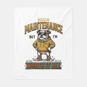 Grappige Bulldog Citaat Vintage Gravure T-Shirt De Fleece Deken