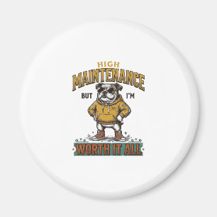 Grappige Bulldog Citaat Vintage Gravure T-Shirt De Magneet