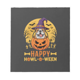 Grappige Bulldog Halloween Gelukkig Gehuil-O-Ween Notitieblok