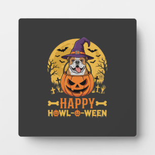 Grappige Bulldog Halloween Gelukkig Howl-O-Ween Vi Fotoplaat
