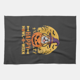 Grappige Bulldog Halloween Gelukkig Howl-O-Ween Vi Theedoek