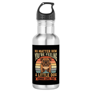 Grappige Bulldog Liefdescitaat Retro Hond Waterfles