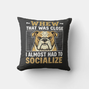 Grappige Bulldog Maakt Contact met Hond Kussen
