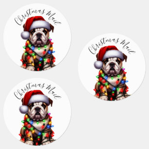 Grappige Bulldog Mooie Kerstverlichting Labels