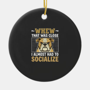 Grappige Bulldog Socialiseert Hond Keramisch Ornament