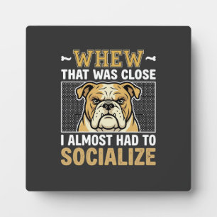 Grappige Bulldog Socialiseren Hond Fotoplaat