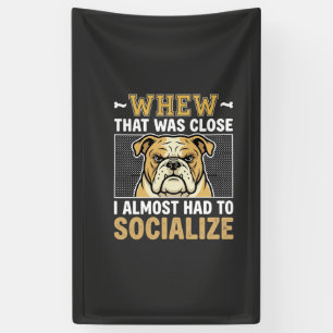 Grappige Bulldog Socialiseren Hond Spandoek