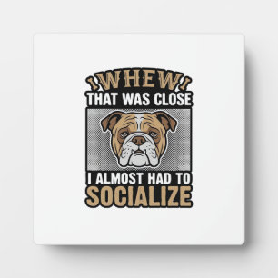 Grappige Bulldog Socialiseren Vintage Vector T-shi Fotoplaat