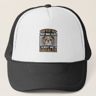 Grappige Bulldog Socialiseren Vintage Vector T-shi Trucker Pet