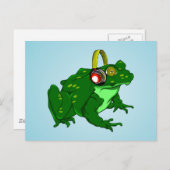 Grappige Bullfrog met hoofdtelefoon Briefkaart (Voorkant / Achterkant)