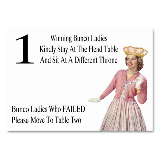 Grappige Bunco Beweging Van Tafel Een Kaarten Quee (Voorkant)