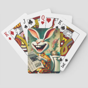Grappige Bunny op Toilet Badkamer Art Pokerkaarten
