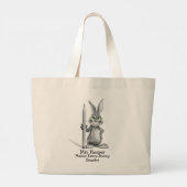 Grappige Bunny Teachers Gift Grote Tote Bag (Achterkant)